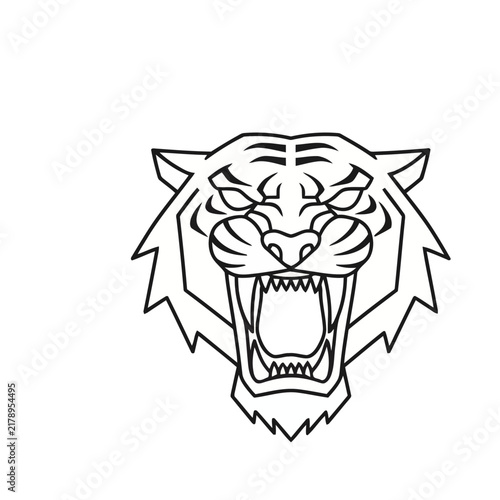 Tiger Head Roaring Vector Illustration