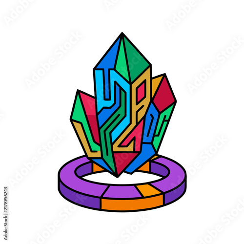 3D geometric flame-shaped Hanukkah menorah candle holder with colorful abstract design and glowing base