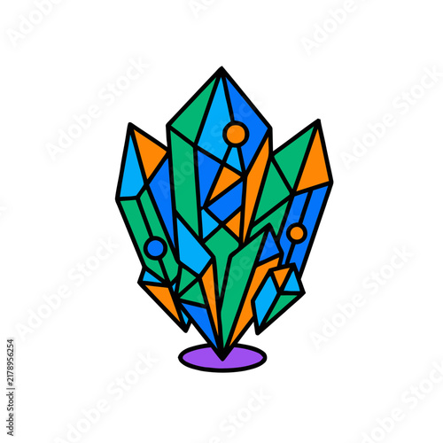 Geometric stylized tulip vector icon with colorful gradient petals and abstract design elements