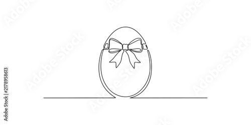 Easter egg with a ribbon bow continuous single line drawing
