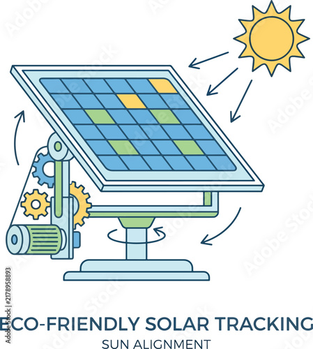 Solar Panel Tracking System with Motor Vector Art