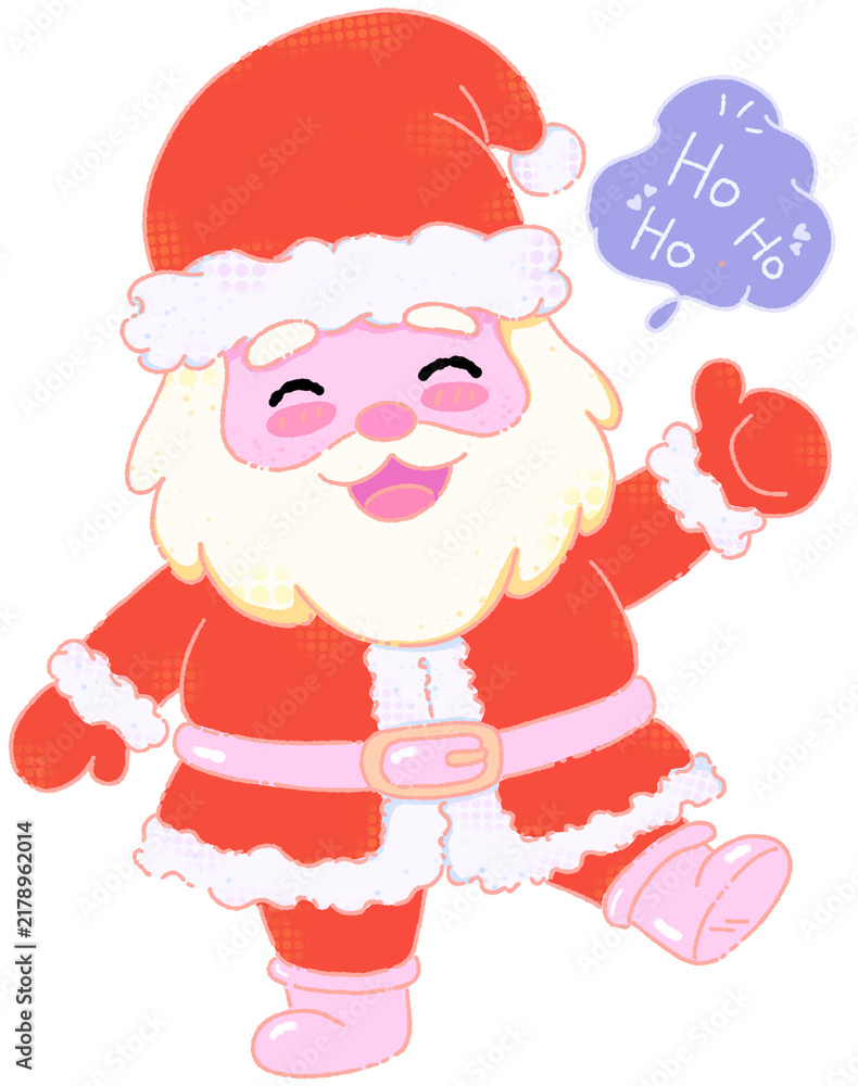Fototapeta premium Cute santa claus showing thumbs up sign with speech bubble
