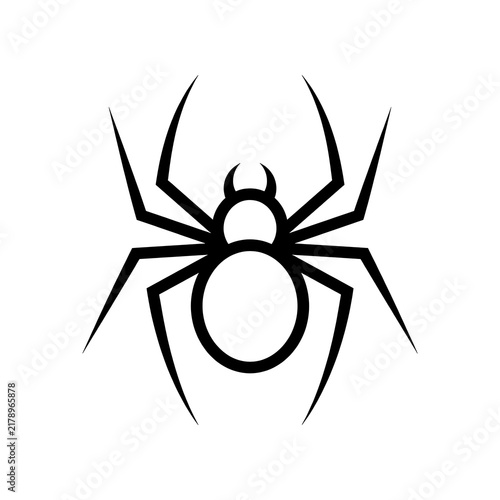 Minimalist geometric spider vector illustration in black line art isolated on a white background
