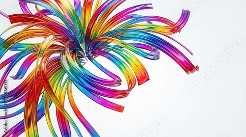 Vibrant rainbow explosion abstract art colorful fluid shapes
