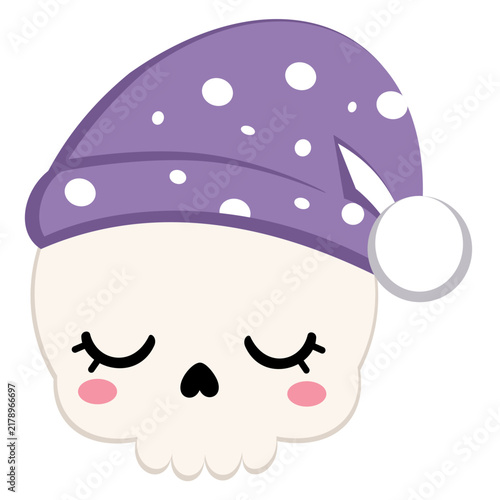     Cute Skull Wearing Purple Sleeping Cap
