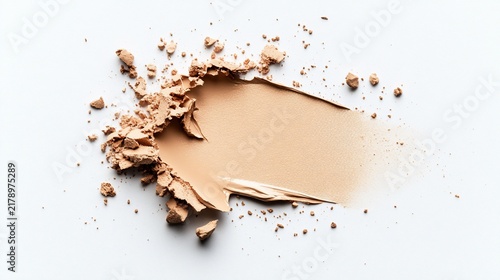 Swatch of a beige cosmetic product, showing both powder & cream textures