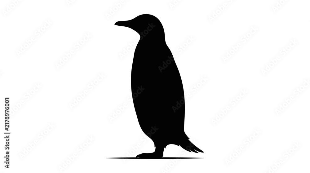 Obraz premium Black silhouette of a penguin standing isolated on a white background vector graphic illustration