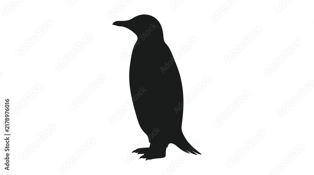 Fototapeta premium Black silhouette of a penguin isolated on white background, vector illustration design