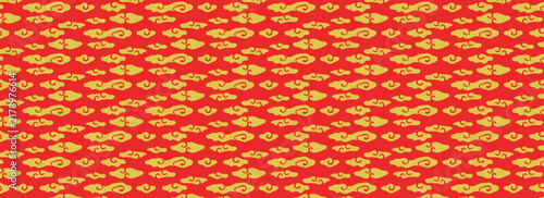 seamless traditional Korean Chinese-style pattern filled with repeating golden auspicious cloud motifs eps10 background ilustration.