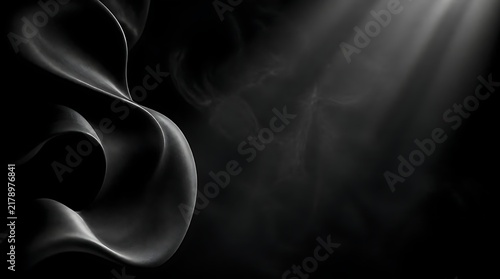 Abstract black smoke wisps against dark background.