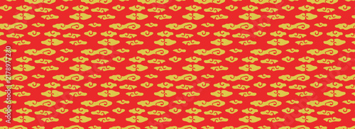 seamless traditional Korean Chinese-style pattern filled with repeating golden auspicious cloud motifs eps10 background ilustration.