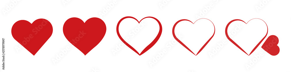 Obraz premium Red heart icons set vector
