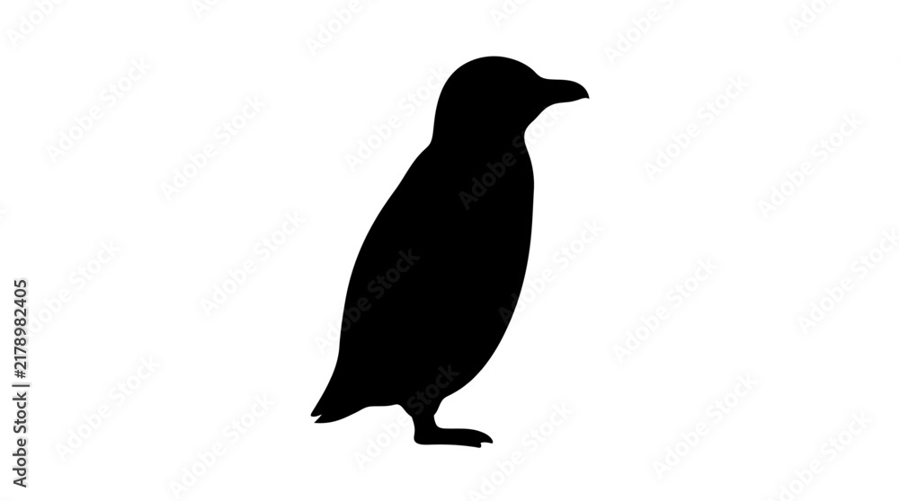 Fototapeta premium A simple black silhouette of a penguin isolated on a white background, perfect for graphic design and nature projects