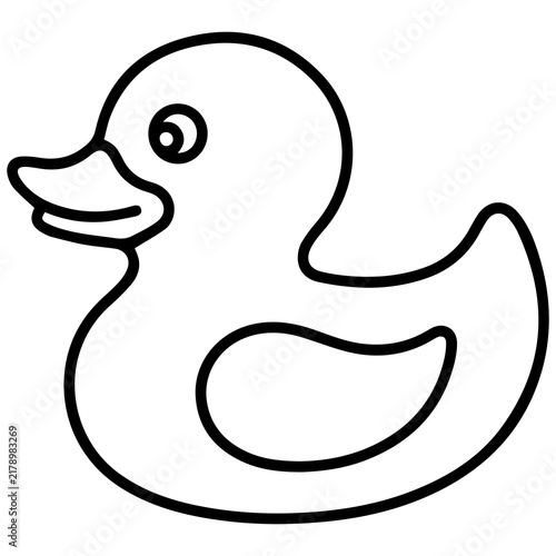 Black and white simple rubber duck icon vector illustration with bath time childhood illustrator minimalist