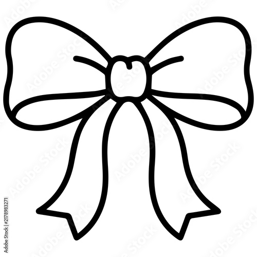 Decorative ribbon bow outline icon with gift wrap decoration illustration celebration birthday accessory