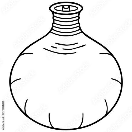 Round glass jar or flask icon simple line drawing with chemistry lab vessel icon liquid storage container