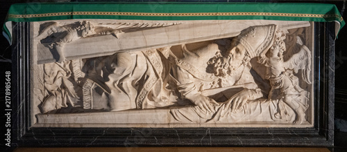 Carved Stone Tomb Relief in Fulda Cathedral