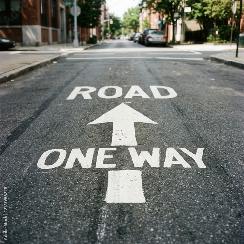 One Way Street Sign Arrow Marking Pavement Directional Guidance