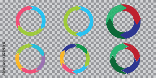 Circular Arrows Set with Colorful Rings, Representing Progress, Cycles, and Workflow