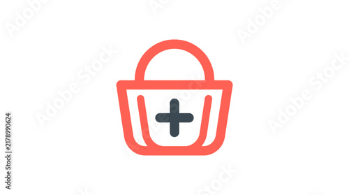Minimalist Medical Shopping Basket Icon for Healthcare and Pharmacy Concept