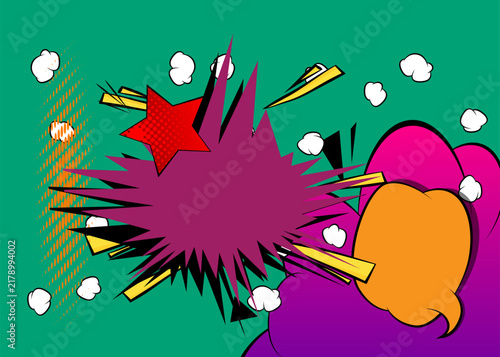 Cartoon background, cool comic book backdrop. Spectacular retro vector comics pop art design.