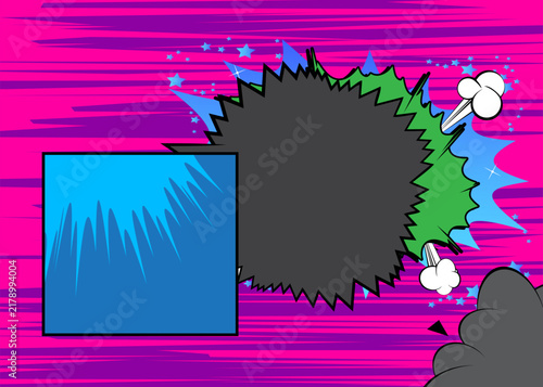 Cartoon background, cool comic book backdrop. Spectacular retro vector comics pop art design.