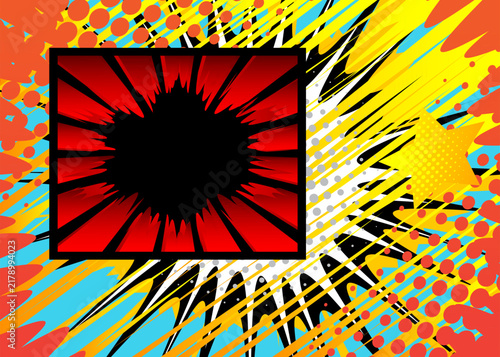 Cartoon background, cool comic book backdrop. Spectacular retro vector comics pop art design.