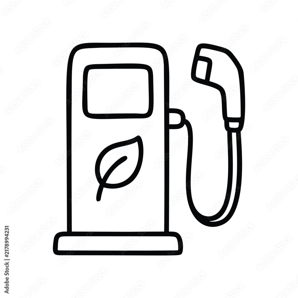 Fototapeta premium Eco Friendly Electric Vehicle Charging Station Icon.