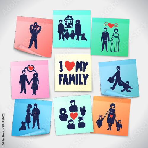 Family Silhouette Collection with Parents and Children