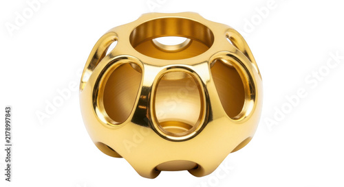 Golden geometric abstract sphere with cutouts
