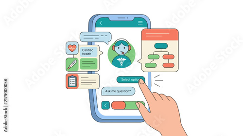 Healthcare Chatbot Illustration: Medical Advice, Telemedicine, Digital Health