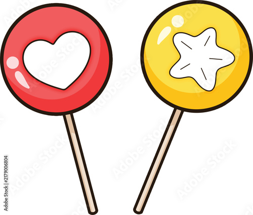 Cute Lollipop Candy Clipart Hand Drawn Heart Star Sweet Sugar Minimal Graphic Decoration Element