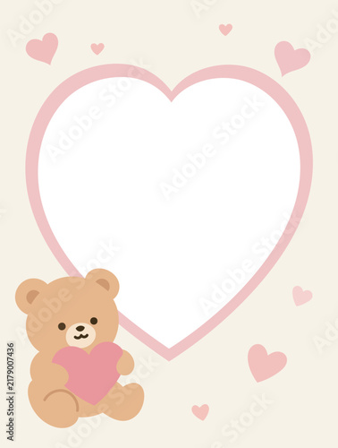 Cute Animal Heart Card Template for Love Message