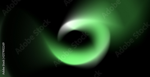 Bild auf Leinwand Green glow swirls softly against deep black