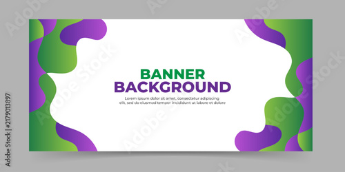Fluid purple and green abstract banner background