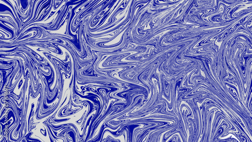 Quadro su tela Abstract swirling marbled composition blending blue and white fluid shapes into