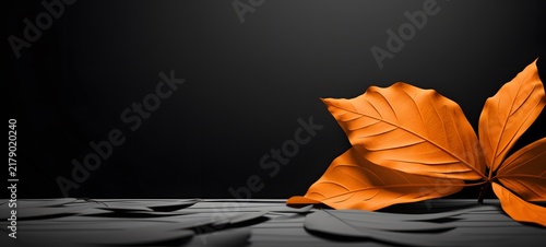 art of orange leaf a black and white high contrast full body,generative AI