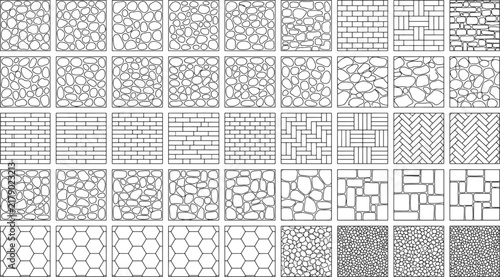 Seamless architectural stone and brick texture patterns vector set with brick pattern seamless textures stone wall brickwork grid tile design masonry surface