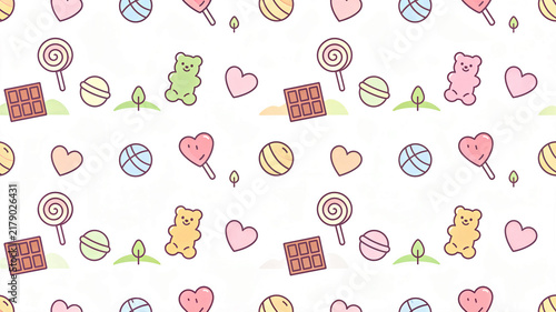 Cute Pastel Sweet Candy Seamless Pattern Background Vector Illustration Design