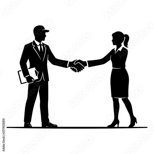 Business Partners Handshake Silhouette Deal and Collaboration