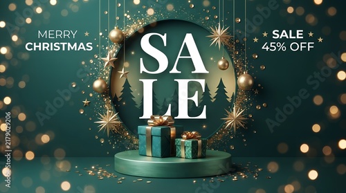 complemented by elegantly wrapped gifts presented on a matching podium