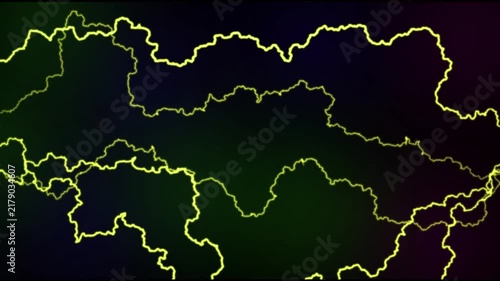 Abstract glowing yellow electric energy waves on dark background