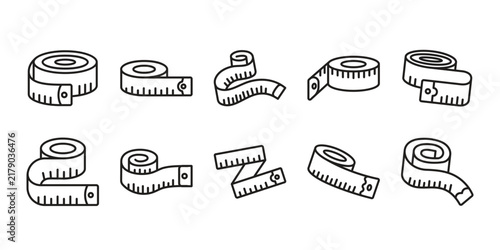 Measuring Tape Ruler Icon Set for Sewing, Tailoring, Fashion and Measurement Design