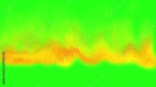 Ground fire flames wall burning on green screen chroma key