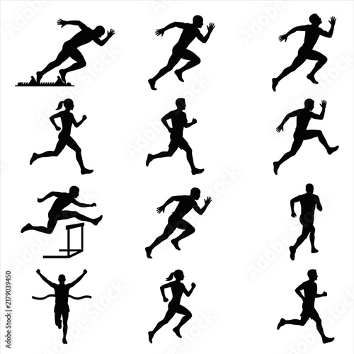 Dynamic Runner Silhouettes Capturing Motion And Athleticism