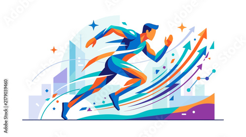 Dynamic Runner Symbolizing Progress And Success In Business And Sports