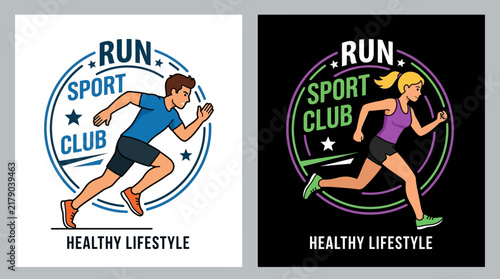 Dynamic Runners Graphic For Sport Club And Healthy Lifestyle Promotion