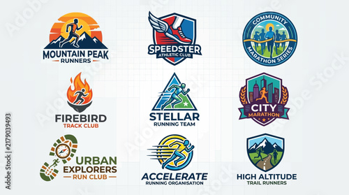 Dynamic Running Club Logos For Athletic Teams And Competitions