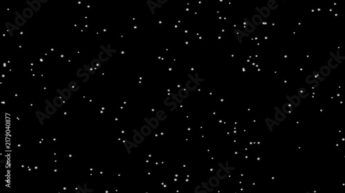 Tiny White Crystal Fragments Drifting Across Black Background, Scattered Sparkling Crystal Effect