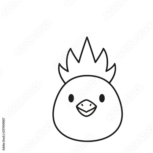 Cute cartoon chicken head outline